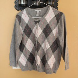 Tweeds Argyle  Gray Cardigan